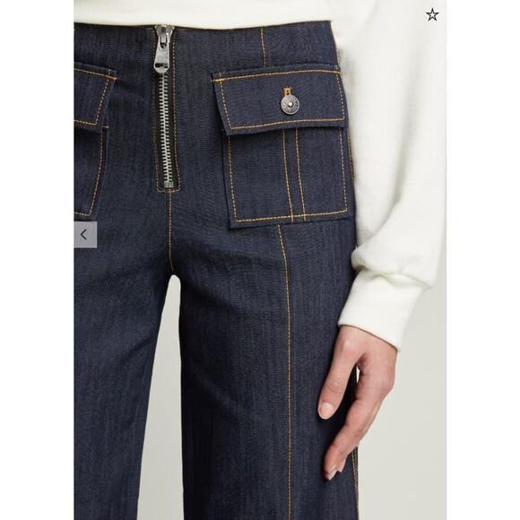 Cinq a Sept Azure Wide Leg Stitched Jeans Size 6 - Picture 4 of 10